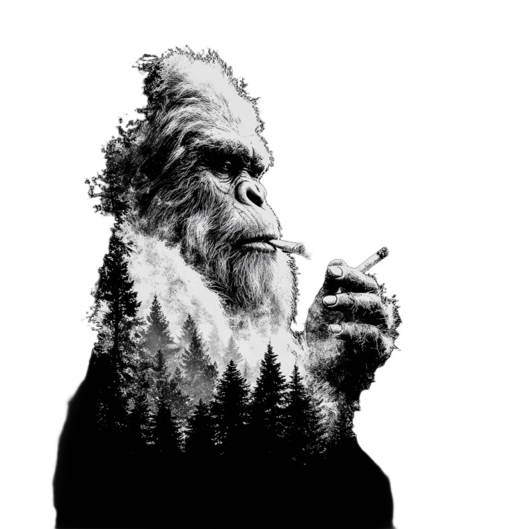 Bigfoot Smoking Weed Vinyl Car Decal Sticker – Waterproof & UV-Resistant 3.4133333333333336"