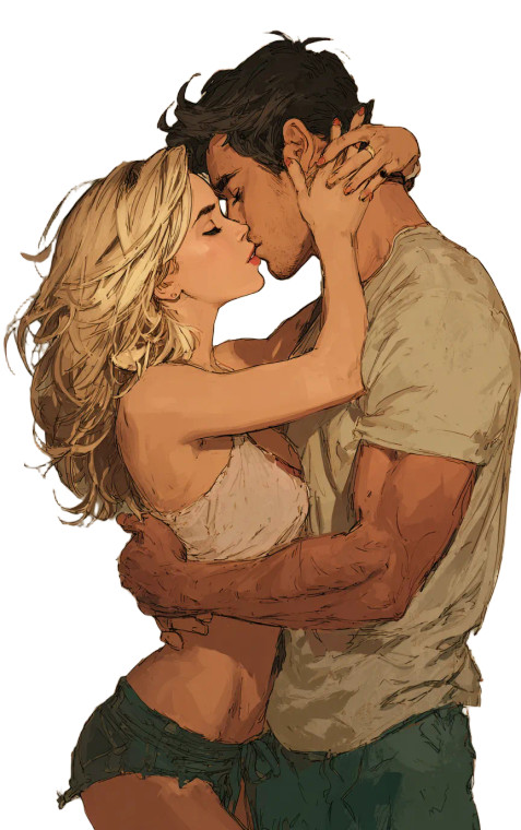 Romantic Kiss Illustration Vinyl Car Decal Sticker – Waterproof & UV-Resistant 9.17333333333333