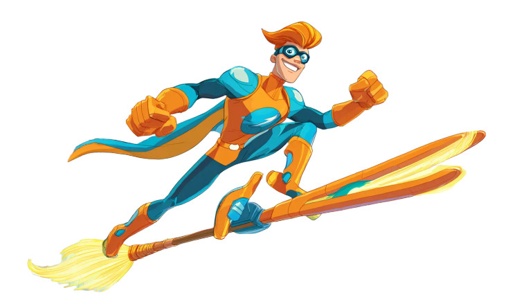 Superhero On Broomstick Vinyl Car Decal Sticker – Waterproof & UV-Resistant 5.4