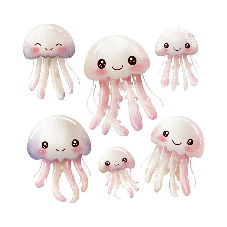 Cute Jellyfish Illustration V2 Vinyl Car Decal Sticker – Waterproof & UV-Resistant 3.4133333333333336"