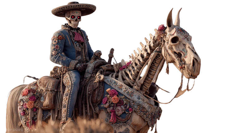 Skeletal Mariachi Rider Vinyl Car Decal Sticker – Waterproof & UV-Resistant 5.4