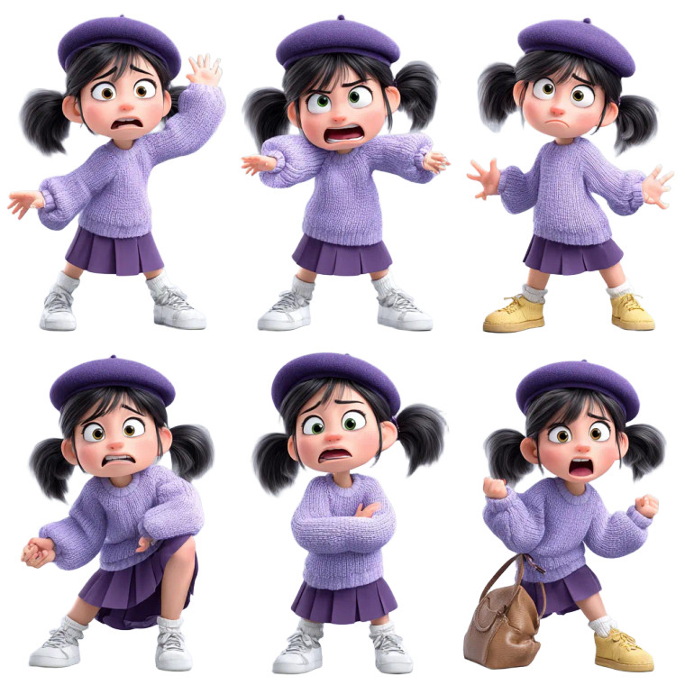 Cute Girl Expressions V2 Vinyl Car Decal Sticker – Waterproof & UV-Resistant 6.826666666666667"