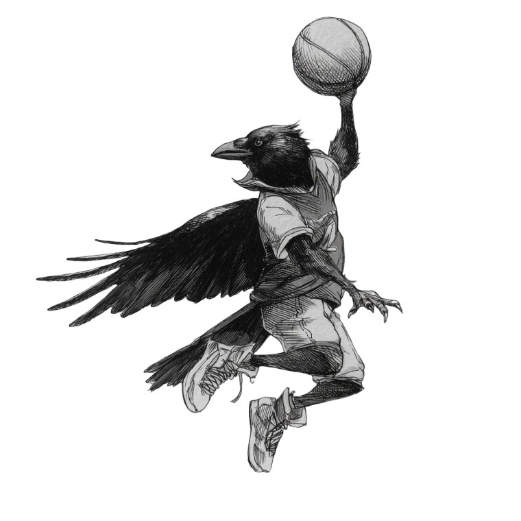 Basketball Crow Vinyl Car Decal Sticker – Waterproof & UV-Resistant 3.4133333333333336"