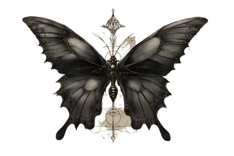 Gothic Butterfly Diagram Vinyl Car Decal Sticker – Waterproof & UV-Resistant 2.986666666666667"