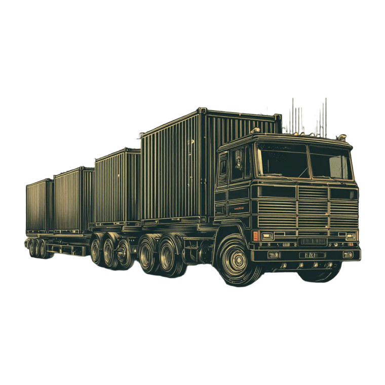 Truck With Containers Vinyl Car Decal Sticker – Waterproof & UV-Resistant 3.4133333333333336"