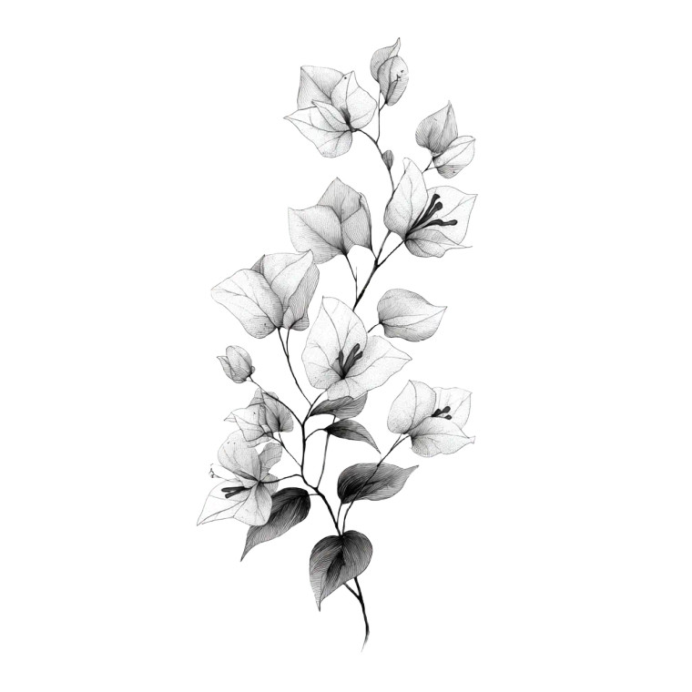 Bougainvillea Tattoo Design Vinyl Car Decal Sticker – Waterproof & UV-Resistant 3.4133333333333336"