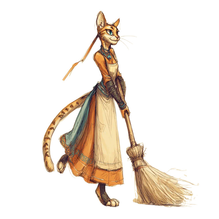 Tabaxi Maid Vinyl Car Decal Sticker – Waterproof & UV-Resistant 3.4133333333333336"