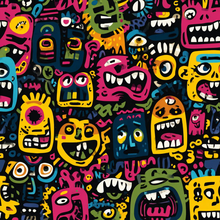 Whimsical Doodle Characters Vinyl Car Decal Sticker – Waterproof & UV-Resistant 3.4133333333333336"