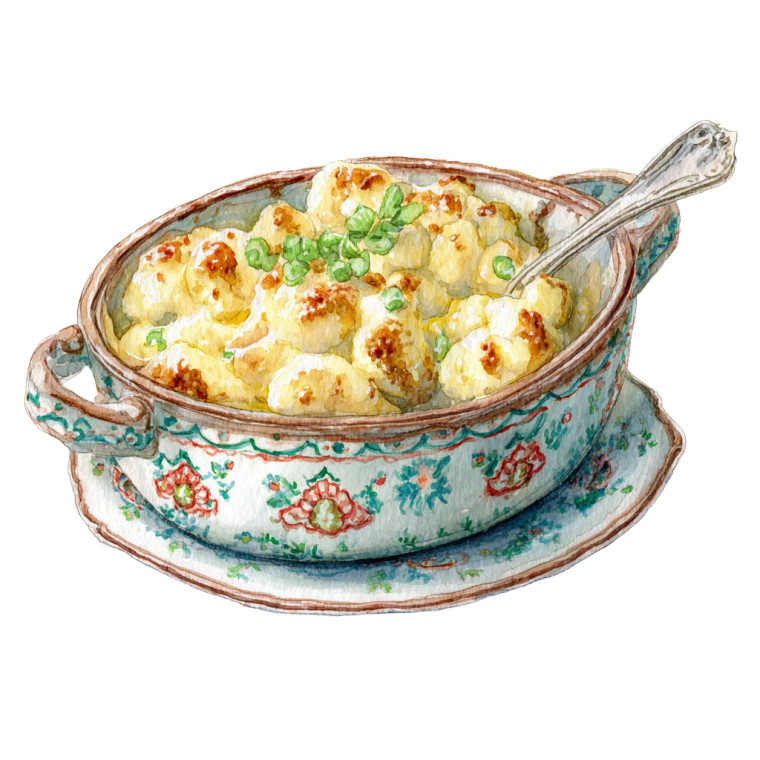 Cauliflower Cheese Dish Vinyl Car Decal Sticker – Waterproof & UV-Resistant 6.826666666666667"