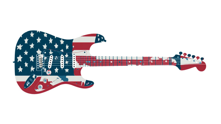 Patriotic Electric Guitar Vinyl Car Decal Sticker – Waterproof & UV-Resistant 5.4
