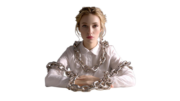 Chained Office Worker Vinyl Car Decal Sticker – Waterproof & UV-Resistant 2.72"