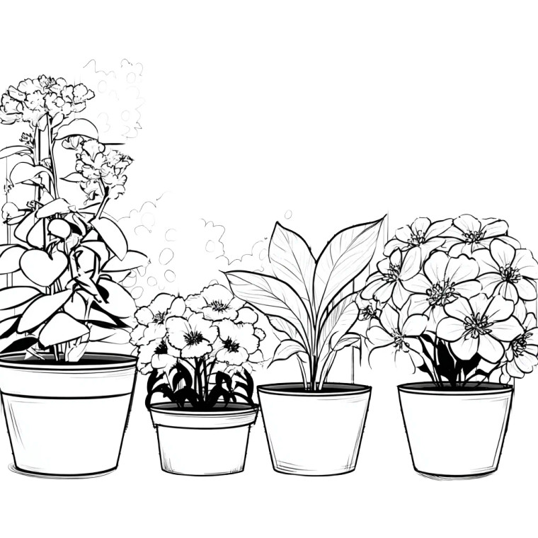 Potted Plants Row Vinyl Car Decal Sticker – Waterproof & UV-Resistant 3.4133333333333336"