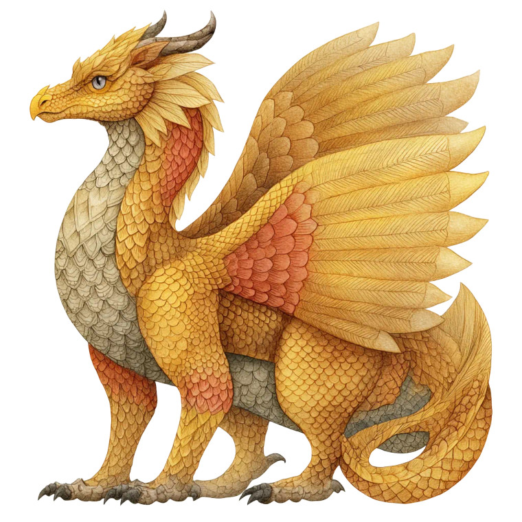 Golden Feathered Dragon V3 Vinyl Car Decal Sticker – Waterproof & UV-Resistant 3.4133333333333336"