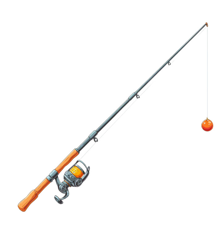 Fishing Rod Illustration Vinyl Car Decal Sticker – Waterproof & UV-Resistant 3.5733333333333333"