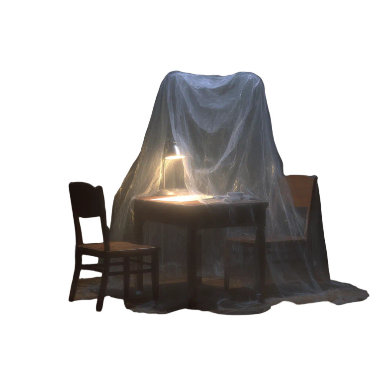Ghost At Desk V2 Vinyl Car Decal Sticker – Waterproof & UV-Resistant 3.4133333333333336"