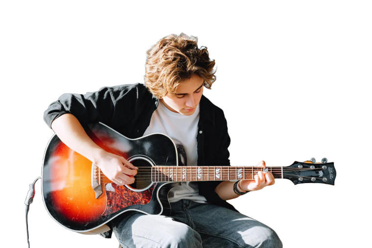 Teen Playing Guitar Vinyl Car Decal Sticker – Waterproof & UV-Resistant 5.97333333333333
