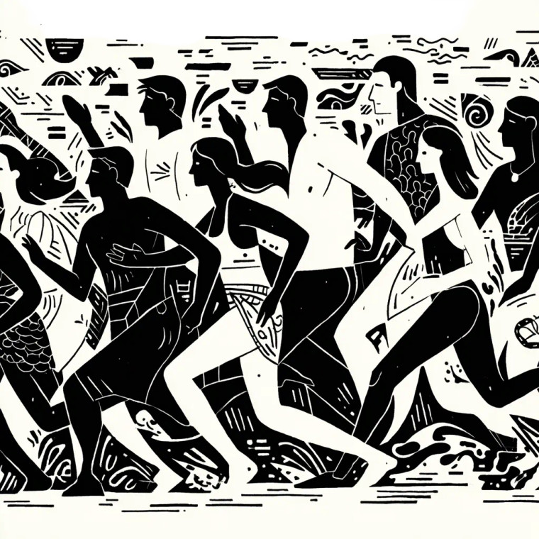 Greek Ceramic Swimmers Vinyl Car Decal Sticker – Waterproof & UV-Resistant 6.826666666666667"