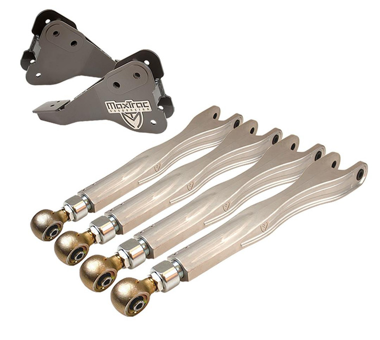 MaxTrac Control Arm K853300-4 Tubular; Adjustable; Silver; Aluminum; Set Of 4
