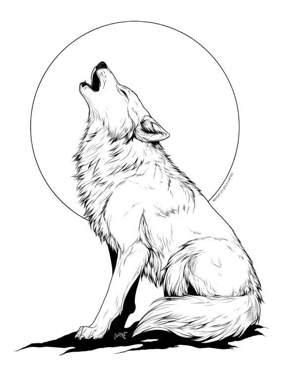 Howling Wolf Tattoo V5 Vinyl Car Decal Sticker – Waterproof & UV-Resistant 8.213333333333333"