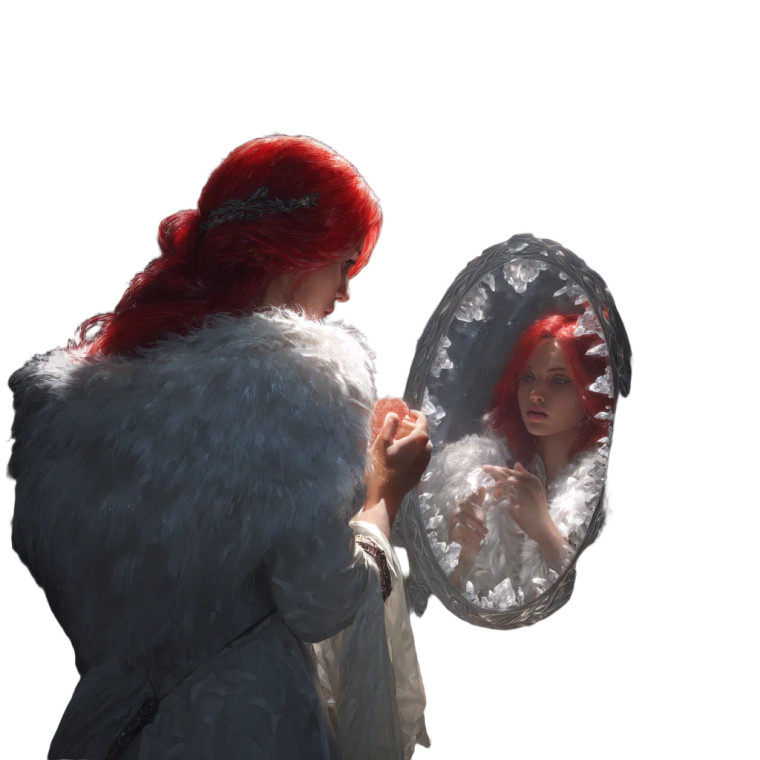 Sorceress In Mirror Vinyl Car Decal Sticker – Waterproof & UV-Resistant 3.4133333333333336"
