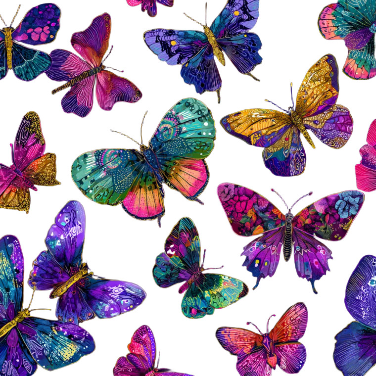 Boho Butterfly Collage Vinyl Car Decal Sticker – Waterproof & UV-Resistant 3.4133333333333336"