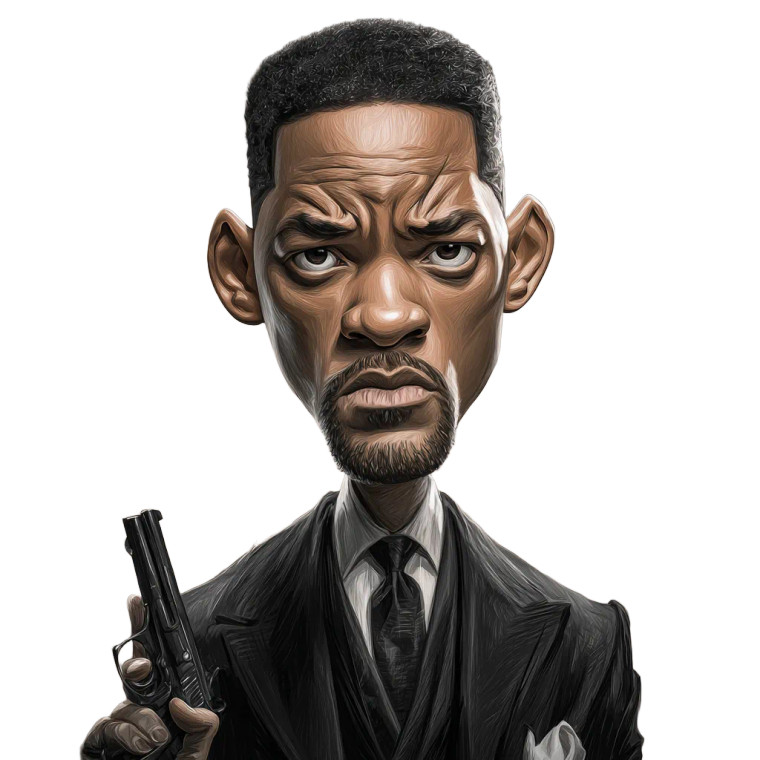 Will Smith Caricature Vinyl Car Decal Sticker – Waterproof & UV-Resistant 3.4133333333333336"