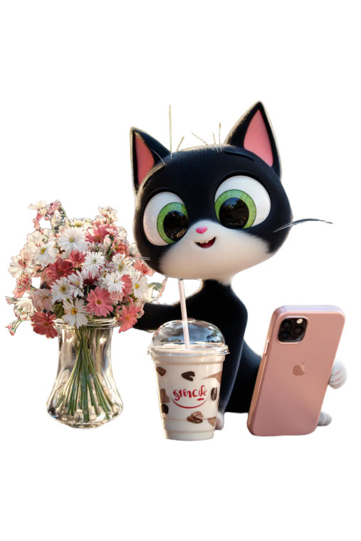 Chic Cat Coffee Vinyl Car Decal Sticker – Waterproof & UV-Resistant 8.96"