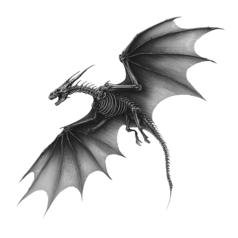 Dragon Skeleton Tattoo Vinyl Car Decal Sticker – Waterproof & UV-Resistant 3.4133333333333336"