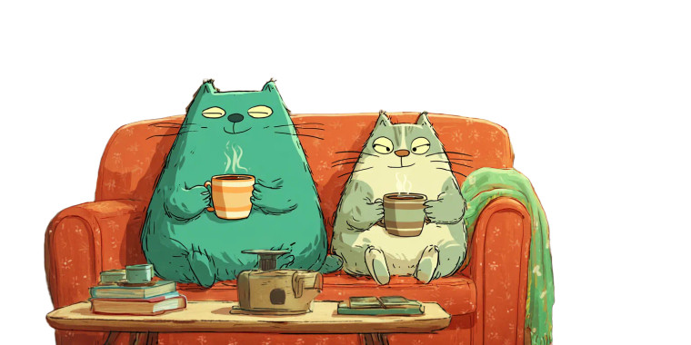 Cat Drinking Tea V2 Vinyl Car Decal Sticker – Waterproof & UV-Resistant 5.12"