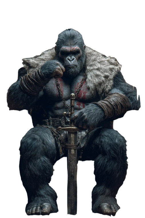 Gorilla Warlord Throne Vinyl Car Decal Sticker – Waterproof & UV-Resistant 8.96"