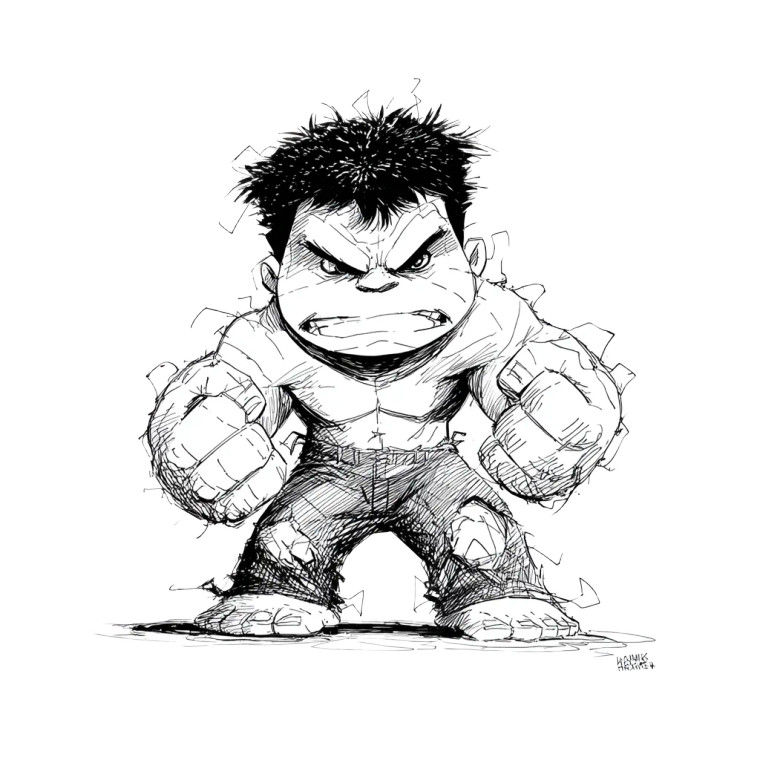 Chibi Hulk Ink Vinyl Car Decal Sticker – Waterproof & UV-Resistant 3.4133333333333336"