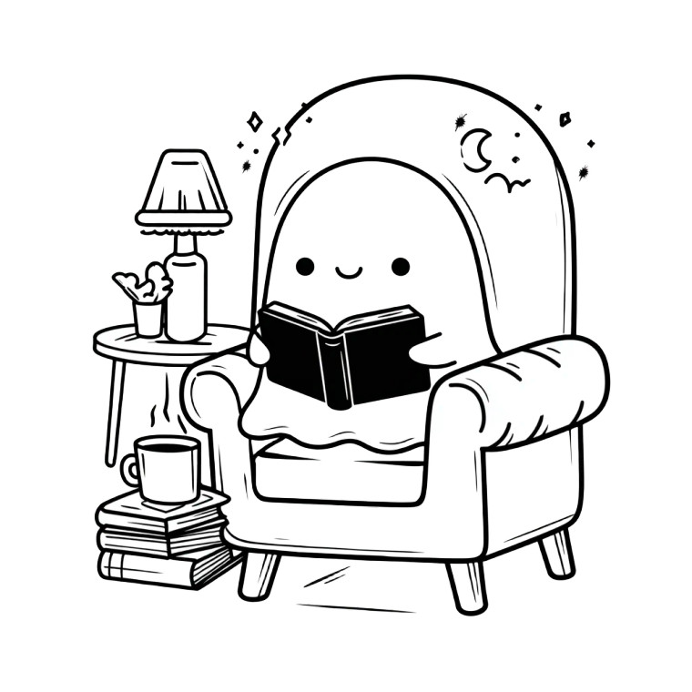 Cute Reading Ghost V2 Vinyl Car Decal Sticker – Waterproof & UV-Resistant 3.4133333333333336"