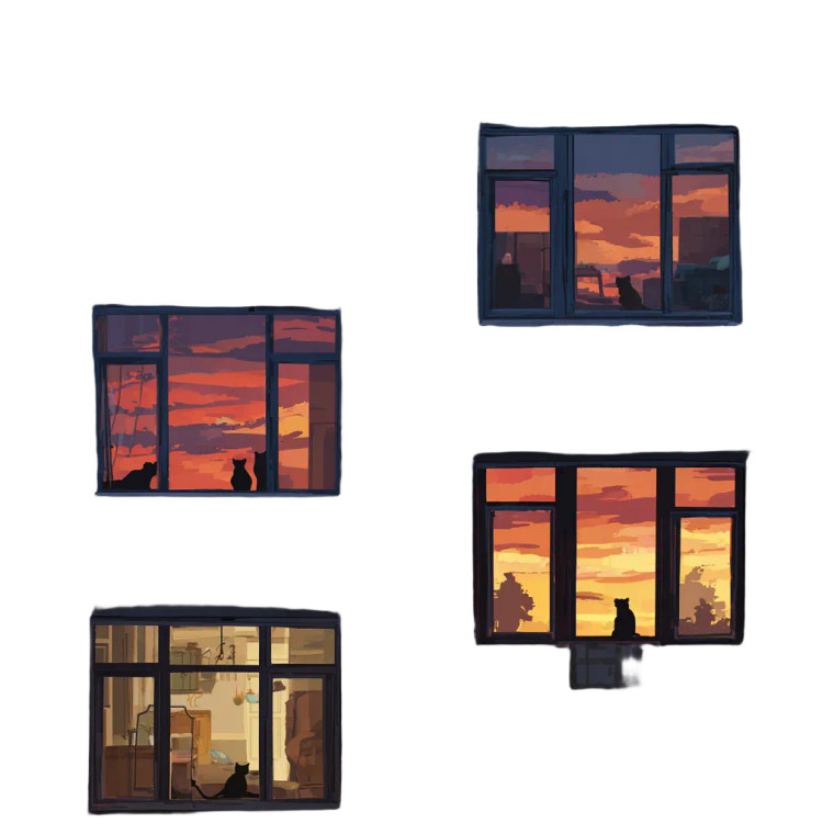 Twilight Apartment Silhouettes Vinyl Car Decal Sticker – Waterproof & UV-Resistant 6.826666666666667"