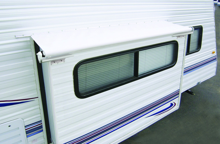 Carefree RV Slide Out Cover | Automically Extends 42 Inch | Solid Black Vinyl | Roof Size 130-137 Inches