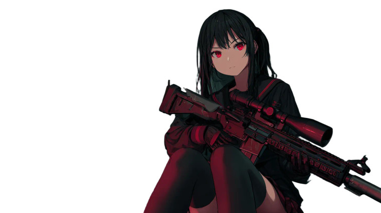 Anime Girl With Rifle V2 Vinyl Car Decal Sticker – Waterproof & UV-Resistant 2.72"