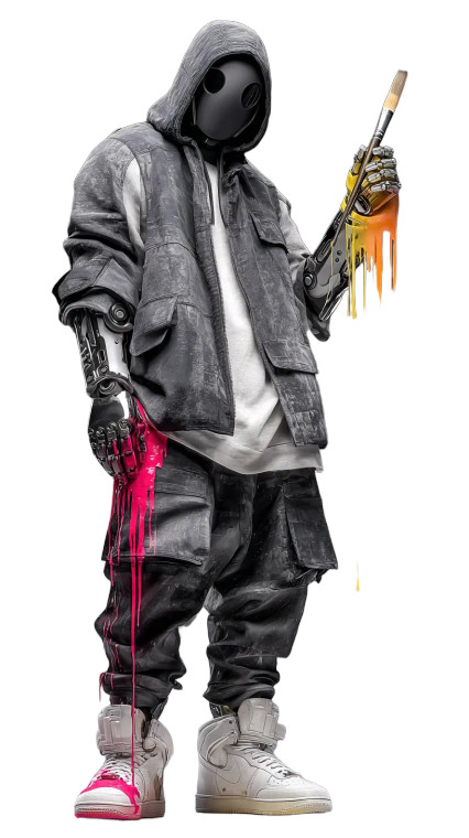 Futuristic Artist Cyborg Vinyl Car Decal Sticker – Waterproof & UV-Resistant 9.706666666666667"