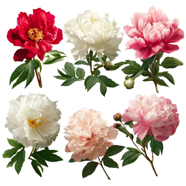Peony Flowers Vinyl Car Decal Sticker – Waterproof & UV-Resistant 3.4133333333333336"