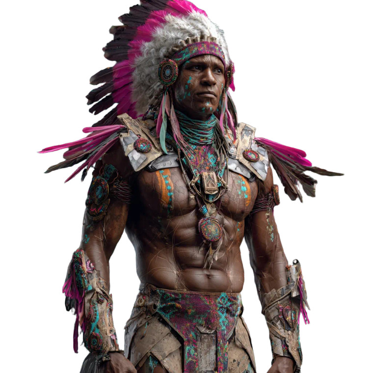 Futuristic Indigenous Warrior Vinyl Car Decal Sticker – Waterproof & UV-Resistant 3.4133333333333336"
