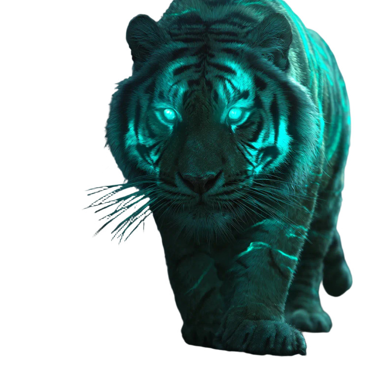 Bioluminescent Cave Tiger Vinyl Car Decal Sticker – Waterproof & UV-Resistant 6.826666666666667"