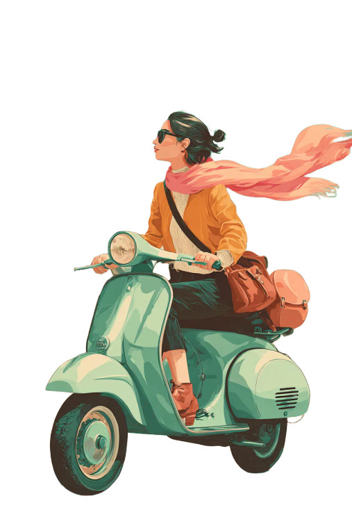 Retro Vespa Ride Vinyl Car Decal Sticker – Waterproof & UV-Resistant 4.4