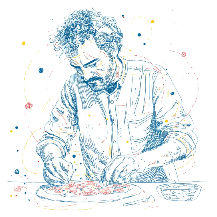 Pizza Chef Doodle Vinyl Car Decal Sticker – Waterproof & UV-Resistant 3.4133333333333336"