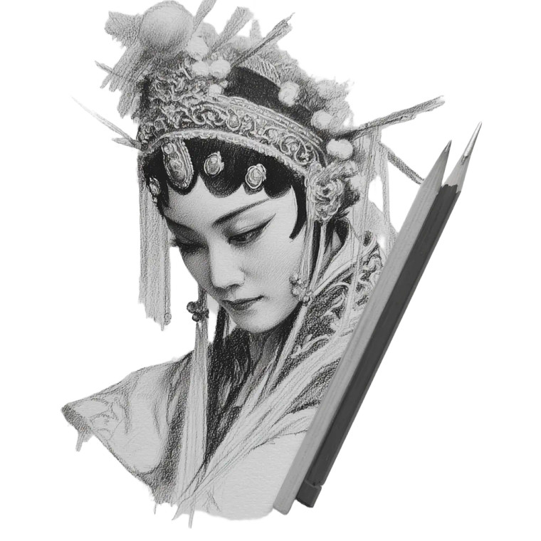 Peking Opera Sketch Vinyl Car Decal Sticker – Waterproof & UV-Resistant 3.4133333333333336"