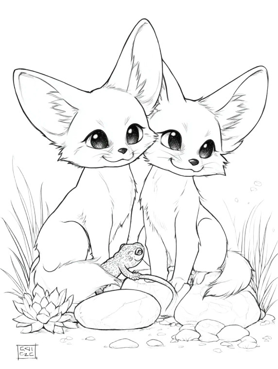Expressive Fennec Foxes Vinyl Car Decal Sticker – Waterproof & UV-Resistant 8.213333333333333"