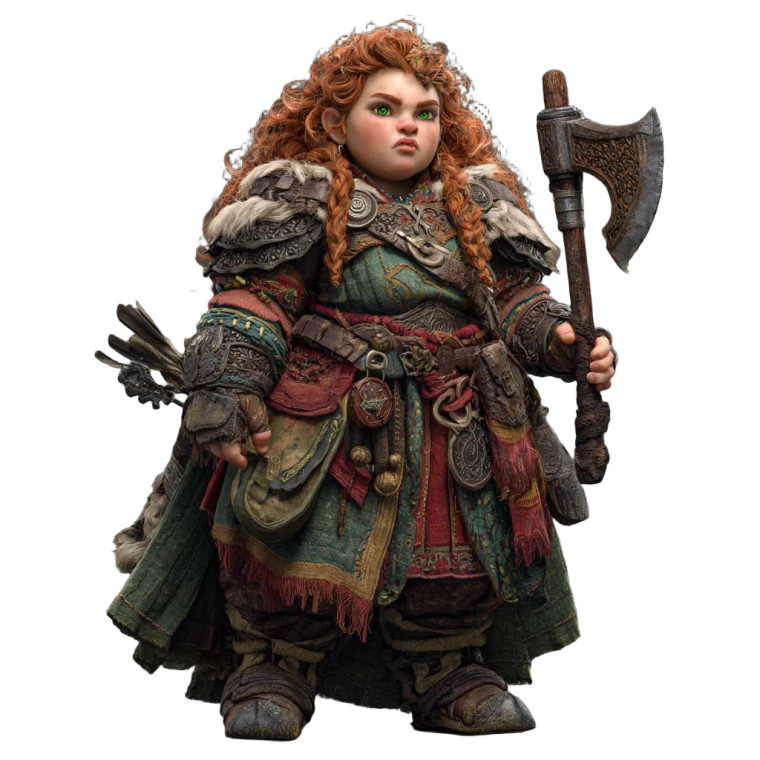 Fantasy Female Dwarf Vinyl Car Decal Sticker – Waterproof & UV-Resistant 3.4133333333333336"