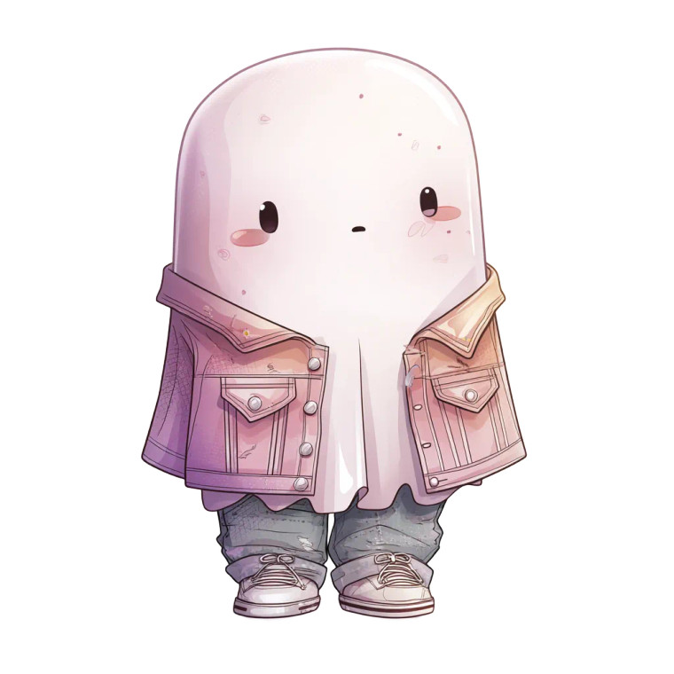 Shy Chibi Ghost Vinyl Car Decal Sticker – Waterproof & UV-Resistant 3.4133333333333336"