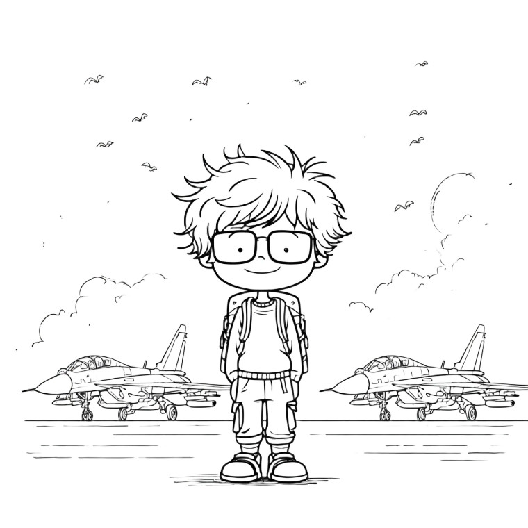 Boy Under Jets Vinyl Car Decal Sticker – Waterproof & UV-Resistant 3.4133333333333336"