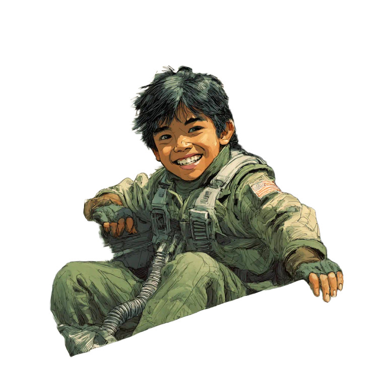 Filipino Starfighter Boy Vinyl Car Decal Sticker – Waterproof & UV-Resistant 3.4133333333333336"