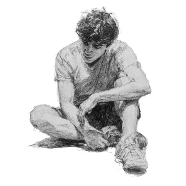 Worried Man Sketch Vinyl Car Decal Sticker – Waterproof & UV-Resistant 3.4133333333333336"