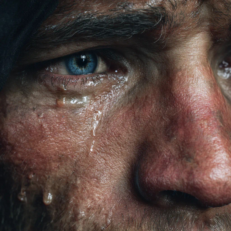 Crying Man Closeup Vinyl Car Decal Sticker – Waterproof & UV-Resistant 3.4133333333333336"