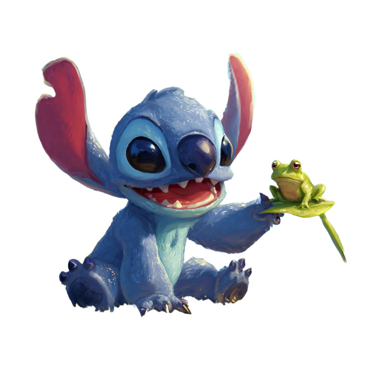 Stitch With Frog Vinyl Car Decal Sticker – Waterproof & UV-Resistant 3.4133333333333336"